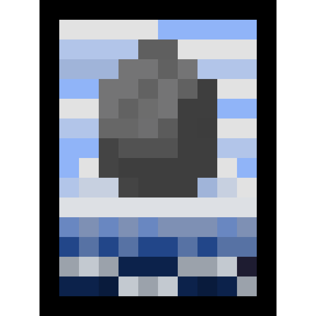 ルネ・マグリット『ピレネーの城』のドット絵